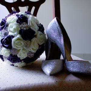 Silver Glitter Heels Size 9